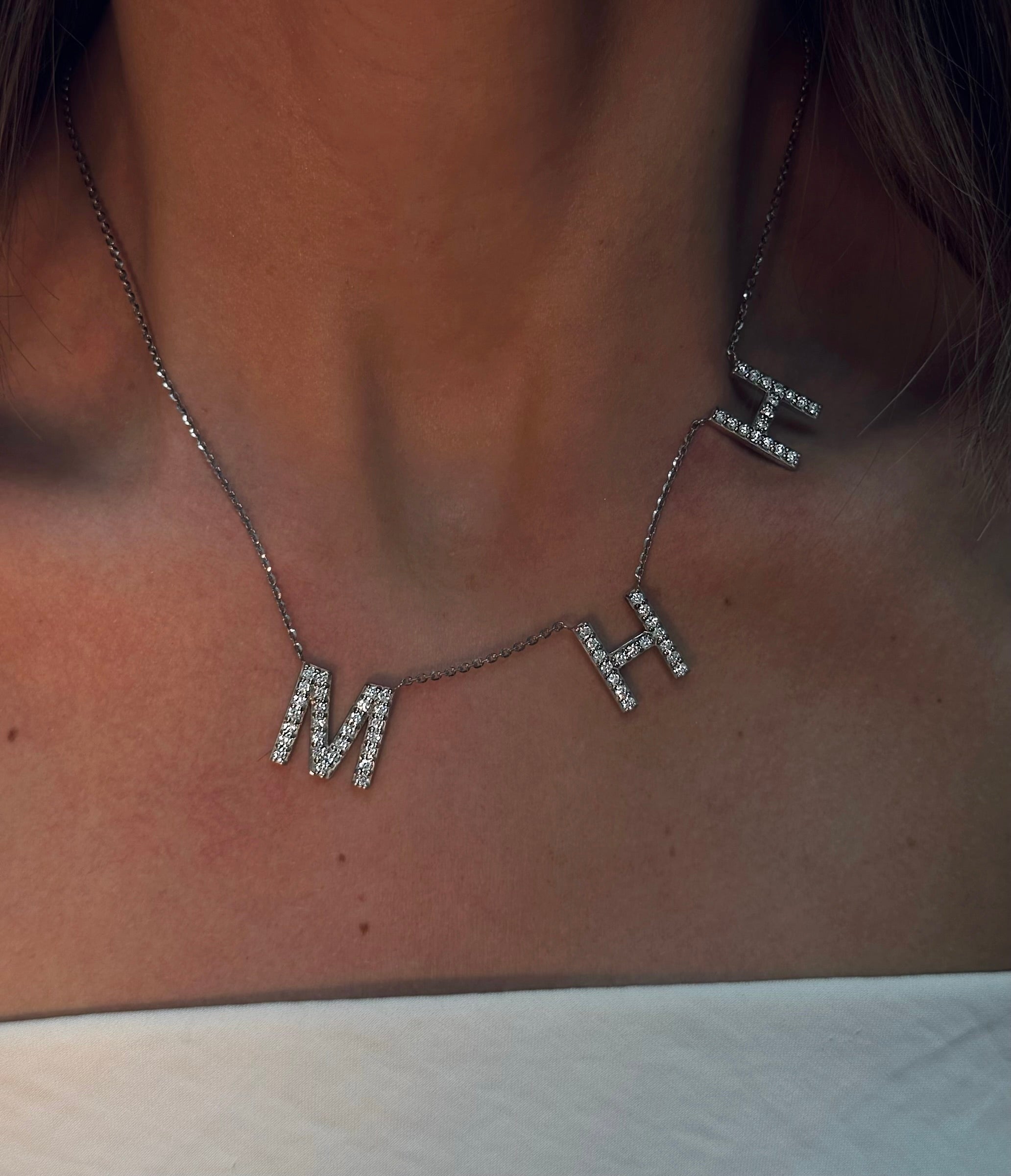14k gold Custom Oversized Diamond Initial Necklace - Always Coco Fine