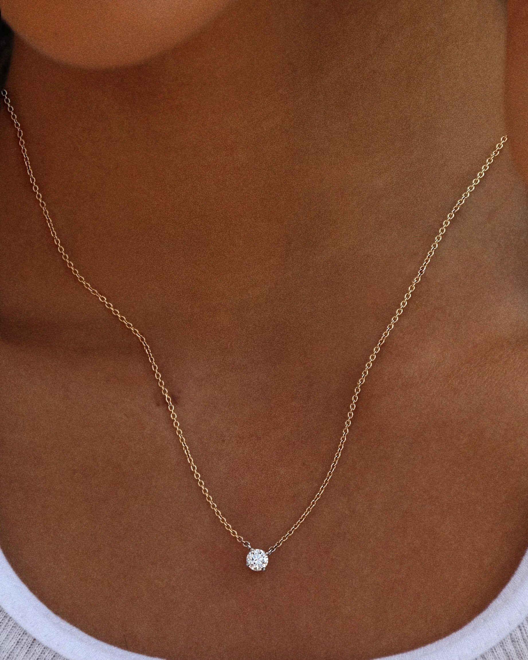 14k gold Diamond Solitare Necklace - Always Coco Fine