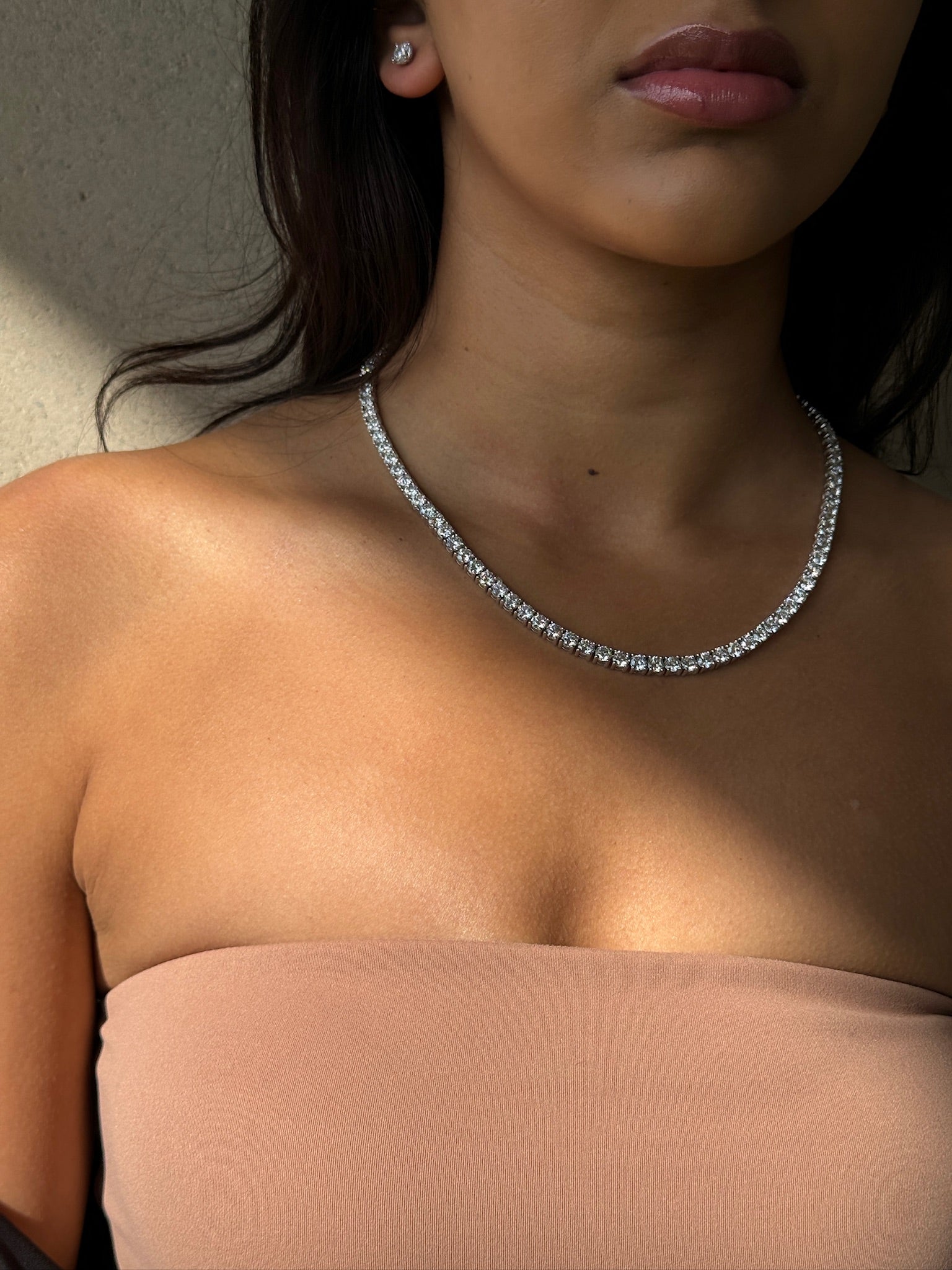 14k Gold Diamond Tennis Necklace
