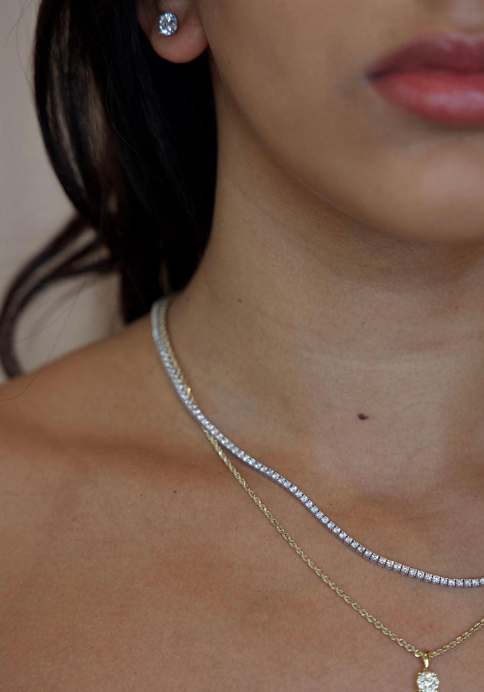 14k gold Classic Square Set Tennis Necklace - Always Coco Fine