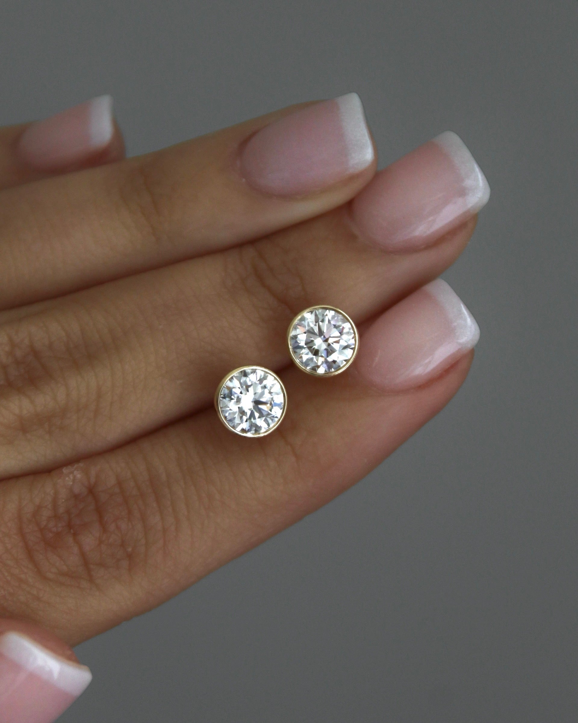 14k gold Bezel Set Diamond Studs - Always Coco Fine