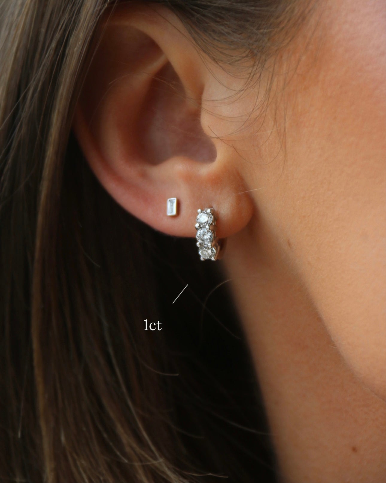 14k gold Six Stone Diamond Huggies - Always Coco Fine