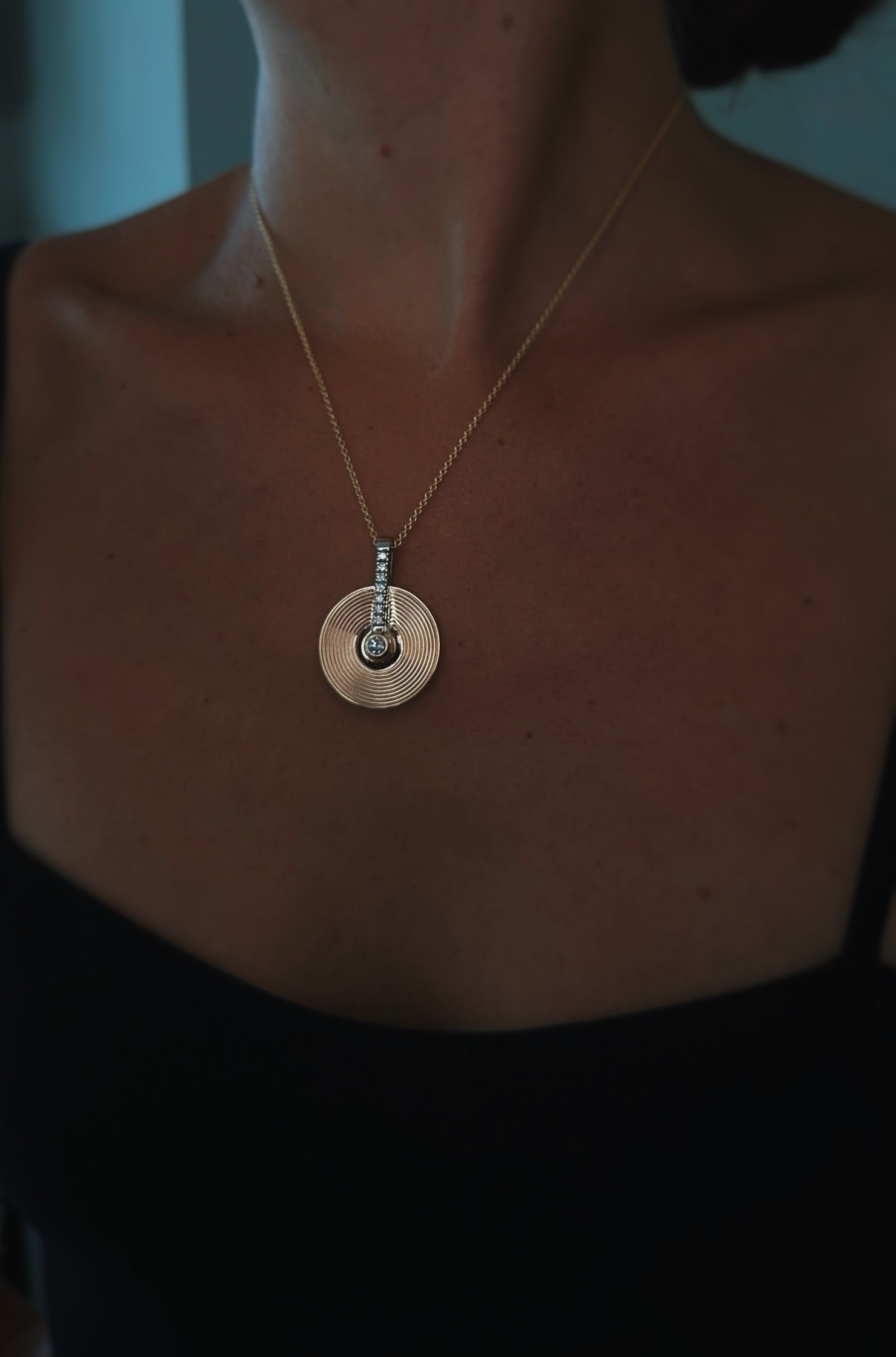 14k gold and Diamond Custom Concentric Sun Pendant - Always Coco Fine