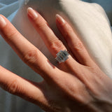 14k white gold Custom Three Stone Emerald with Trapezoids - Always Coco Fine
