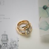 Custom Emerald Diamond with Tapered Baguettes and 14k Yellow Gold Bezel Setting - Always Coco Fine