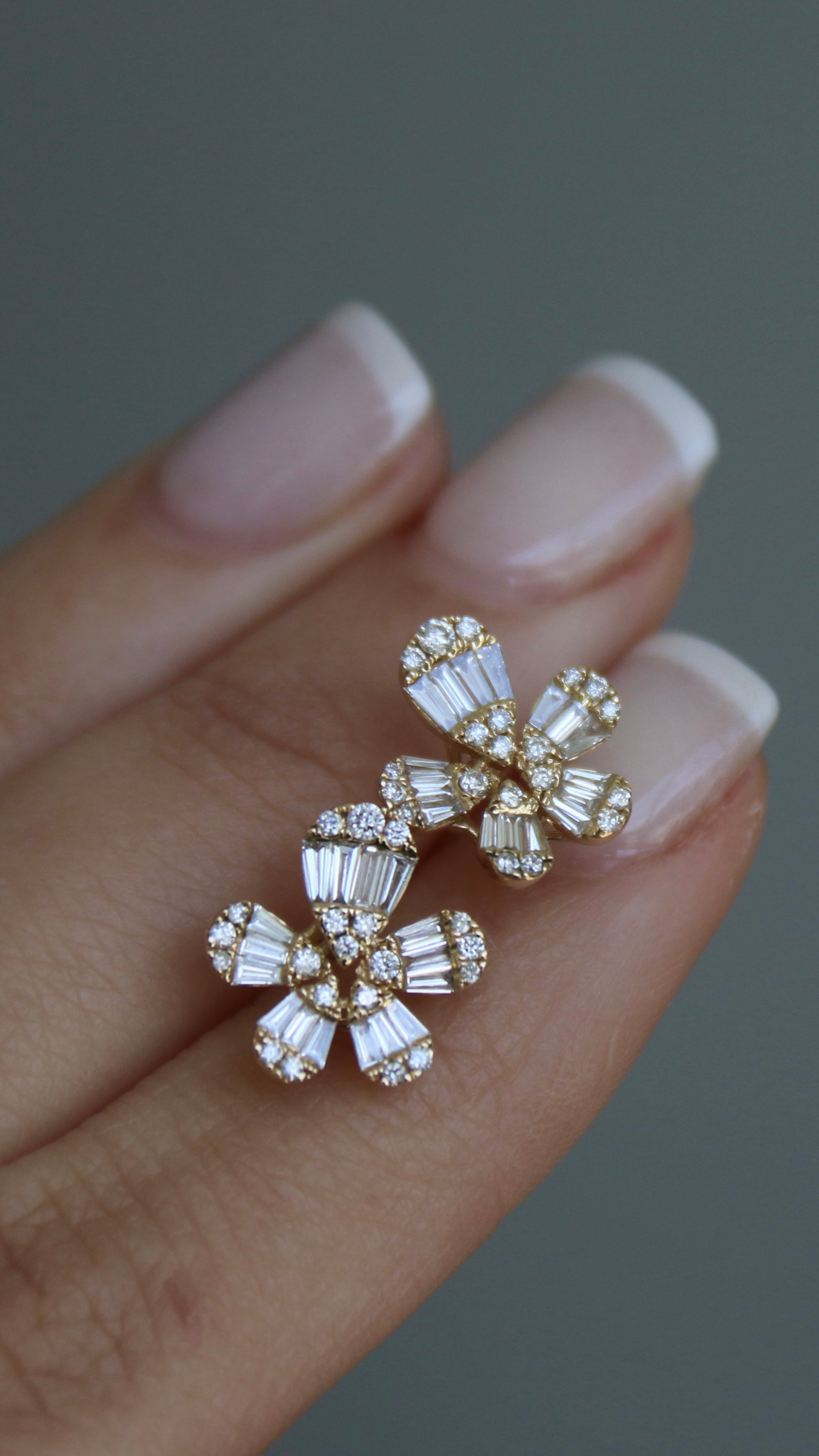 14k gold Diamond Floral Earrings - Always Coco Fine