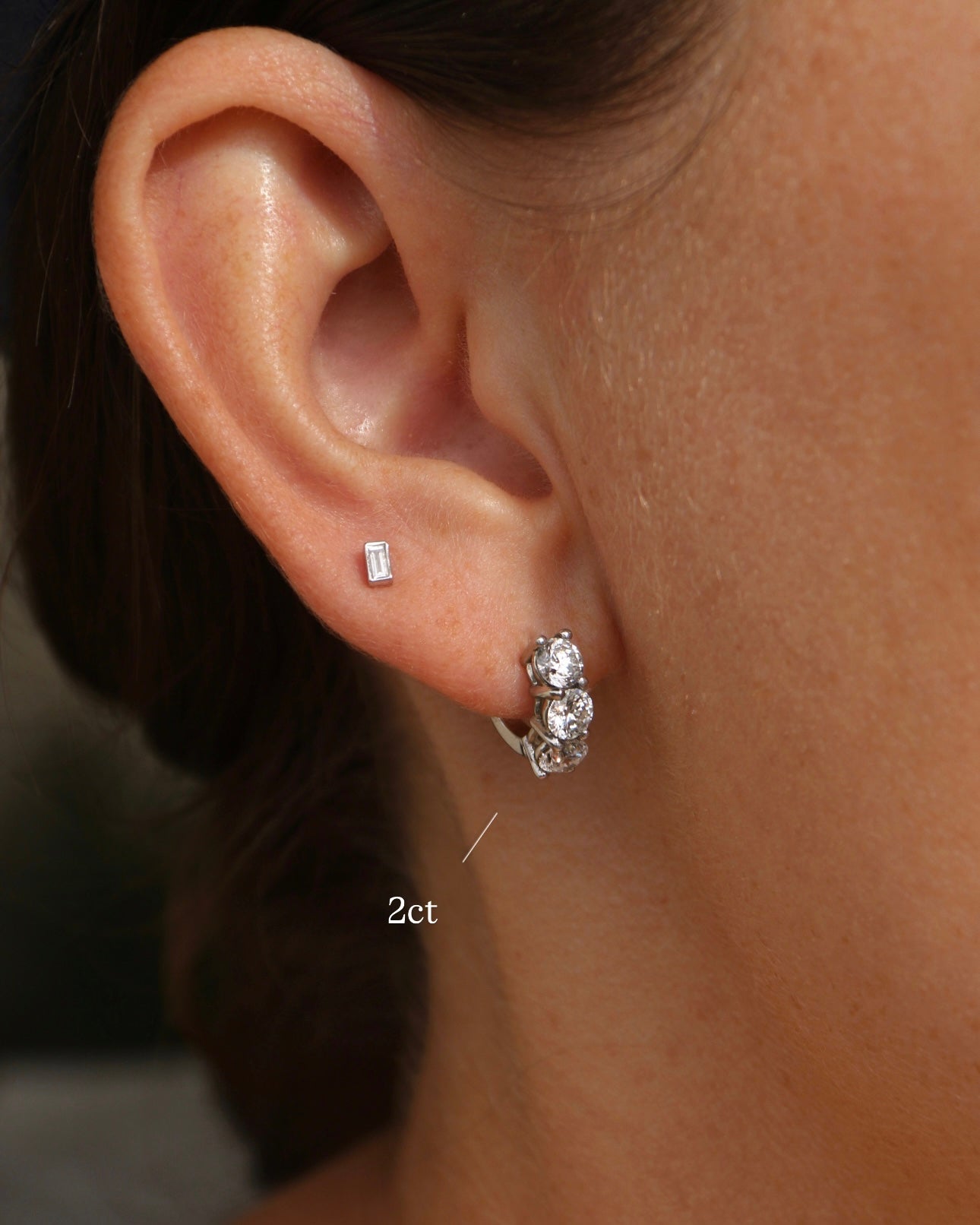 14k gold Six Stone Diamond Huggies - Always Coco Fine