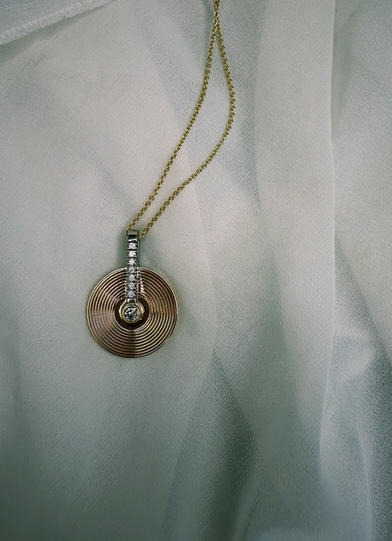 14k gold and Diamond Custom Concentric Sun Pendant - Always Coco Fine