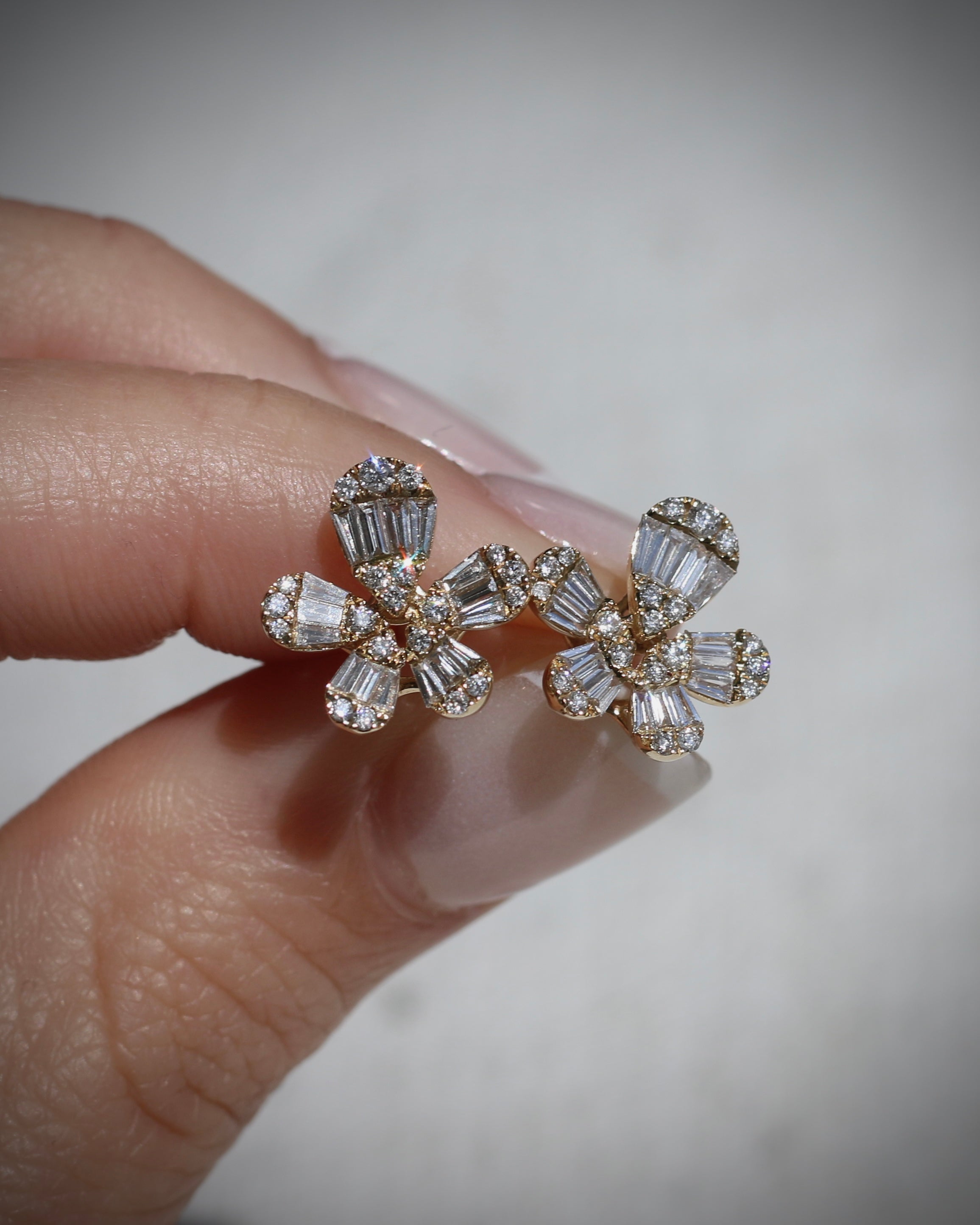 14k gold Diamond Floral Earrings - Always Coco Fine