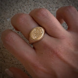 The Kami- Custom 14k Gold Signet Ring with Initial & Diamond Accent - Always Coco Fine