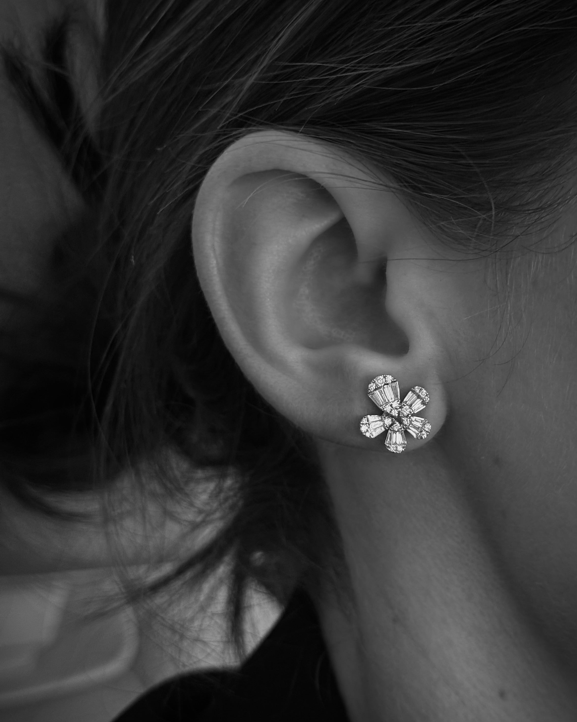 14k gold Diamond Floral Earrings - Always Coco Fine