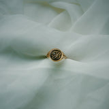The Kami- Custom 14k Gold Signet Ring with Initial & Diamond Accent - Always Coco Fine