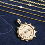 14k gold and diamond Custom Small SunBurst Pendant - Always Coco Fine