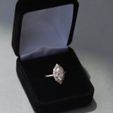 Custom 14k yellow gold and Marquise Diamond Halo Ring - Always Coco Fine