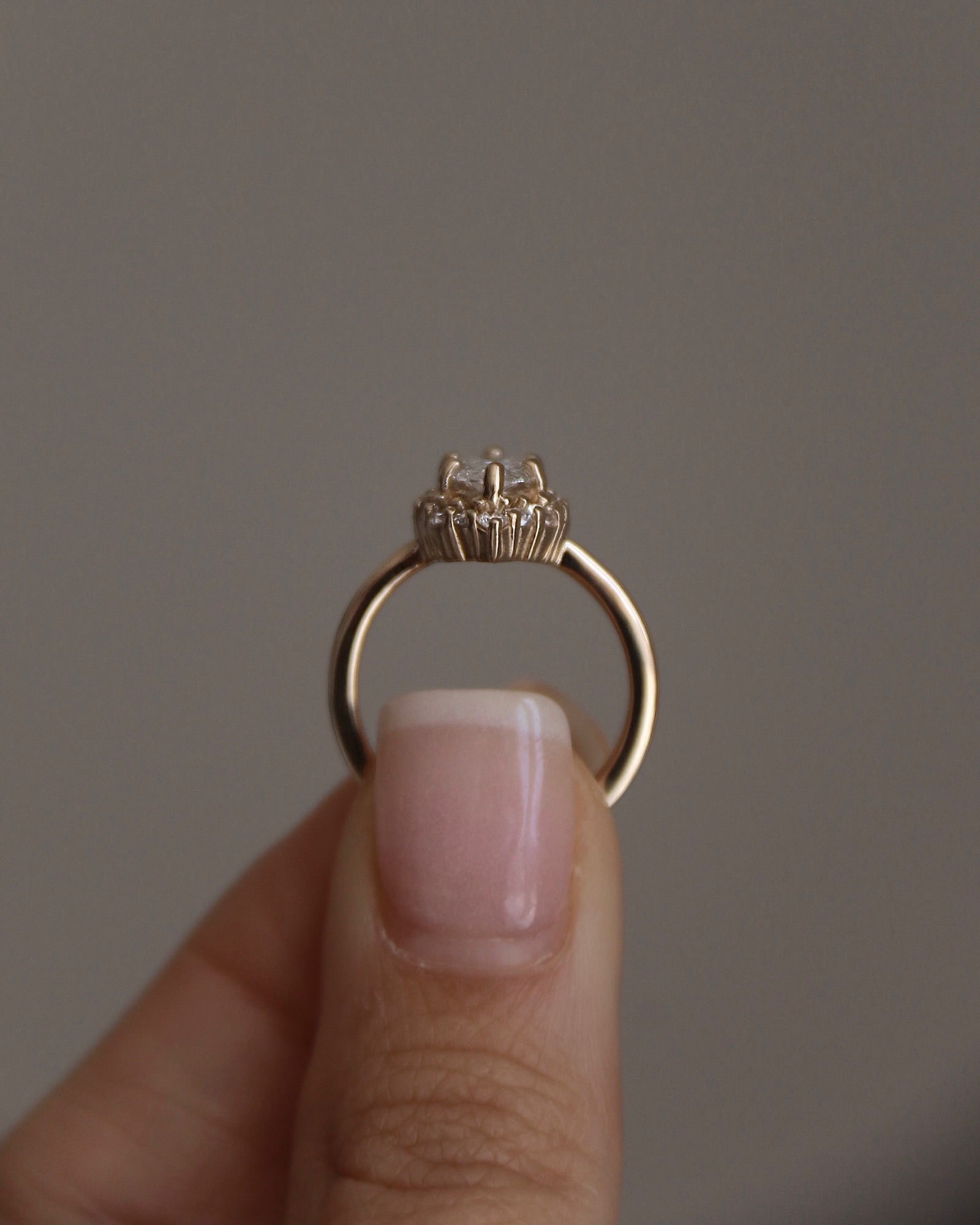 Custom 14k yellow gold and Marquise Diamond Halo Ring - Always Coco Fine