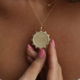 14k gold and diamond Custom Round SunBurst Pendant - Always Coco Fine