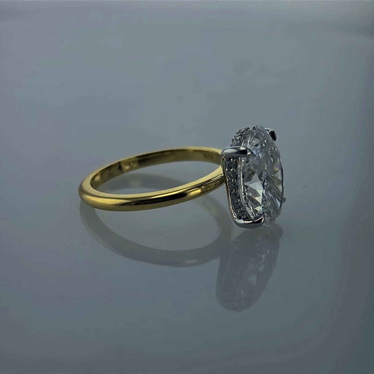 14k gold Custom Natural Oval with Hidden Halo and Two-Tone Gold Setting - Always Coco