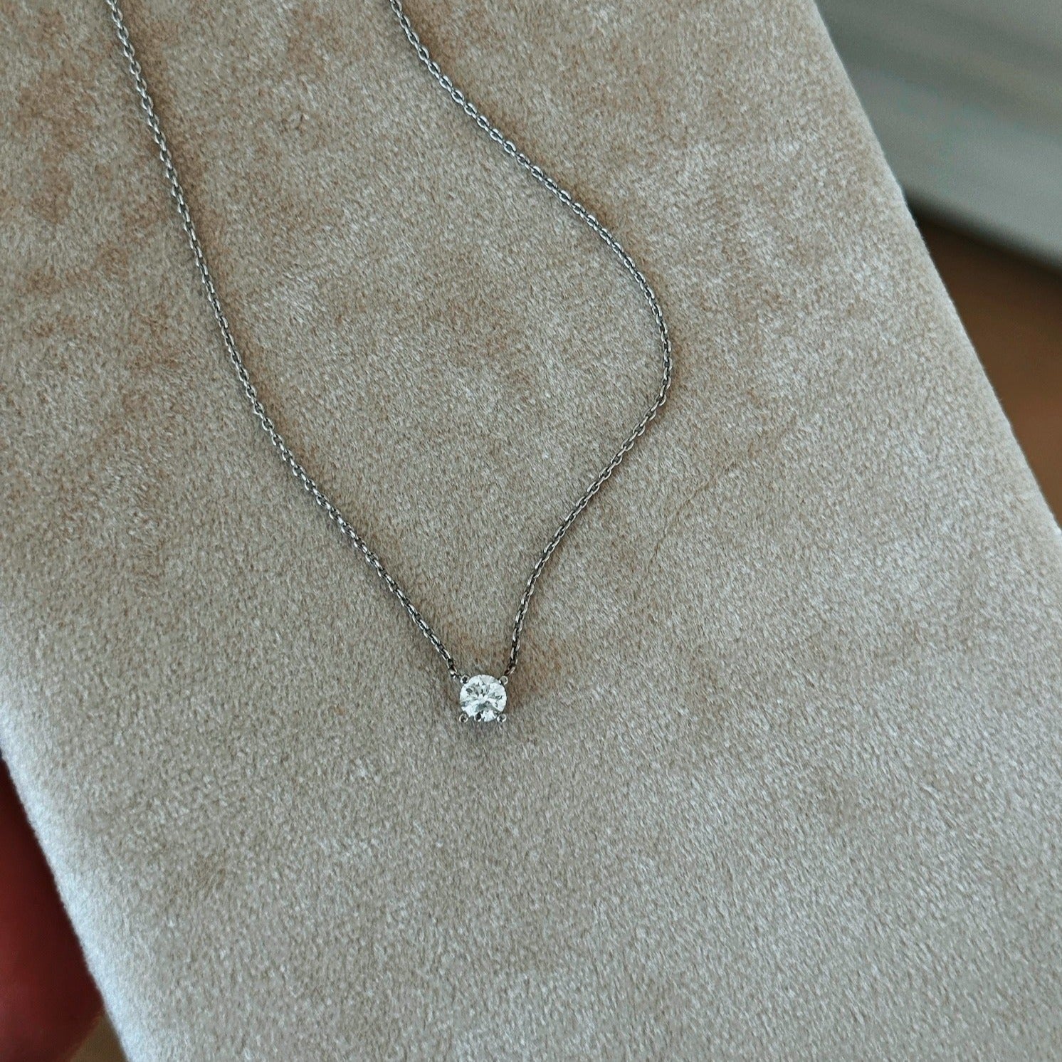 14k gold Diamond Solitare Necklace - Always Coco Fine