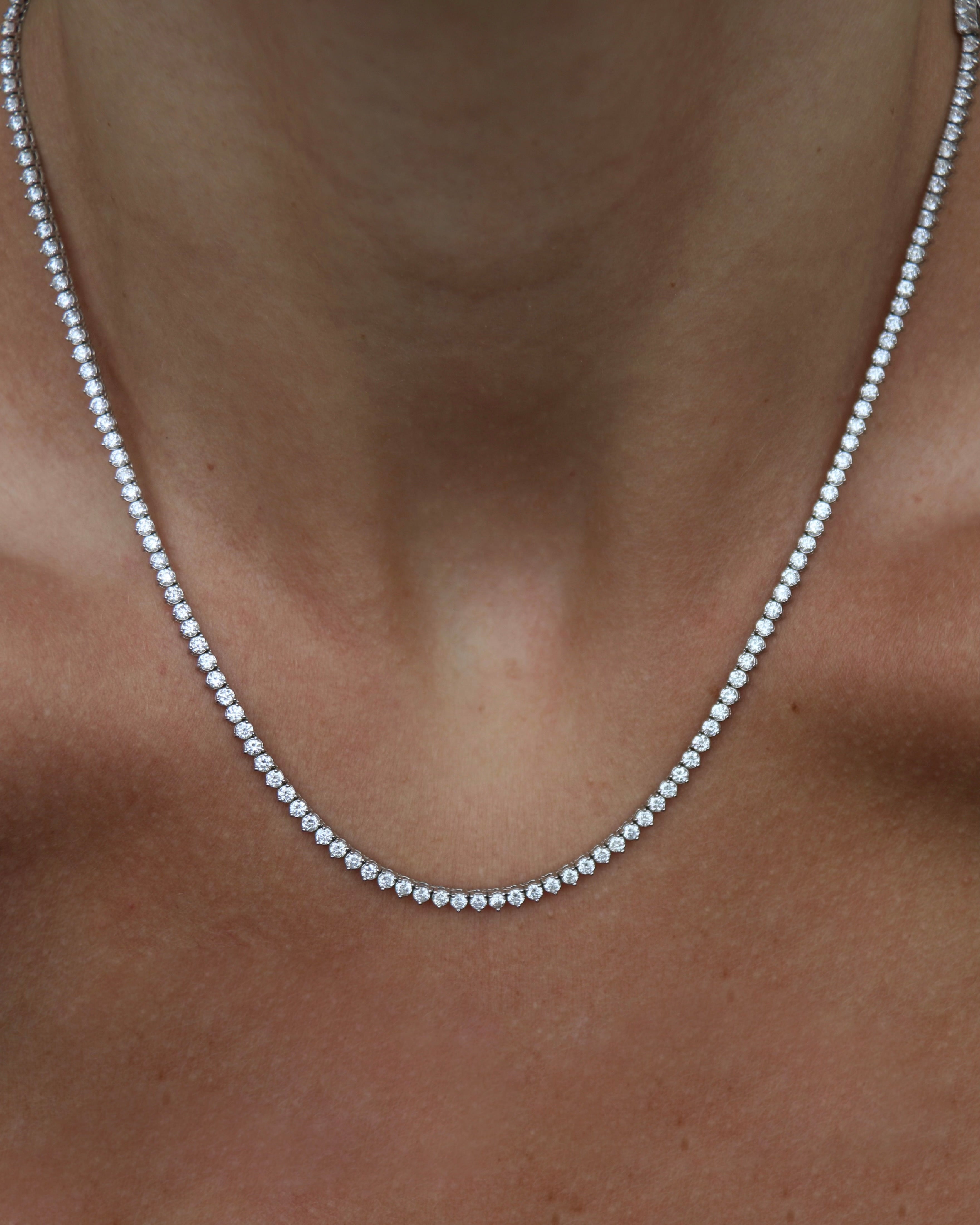 14k Three Prong Diamond Tennis Necklace - Always Coco Fine