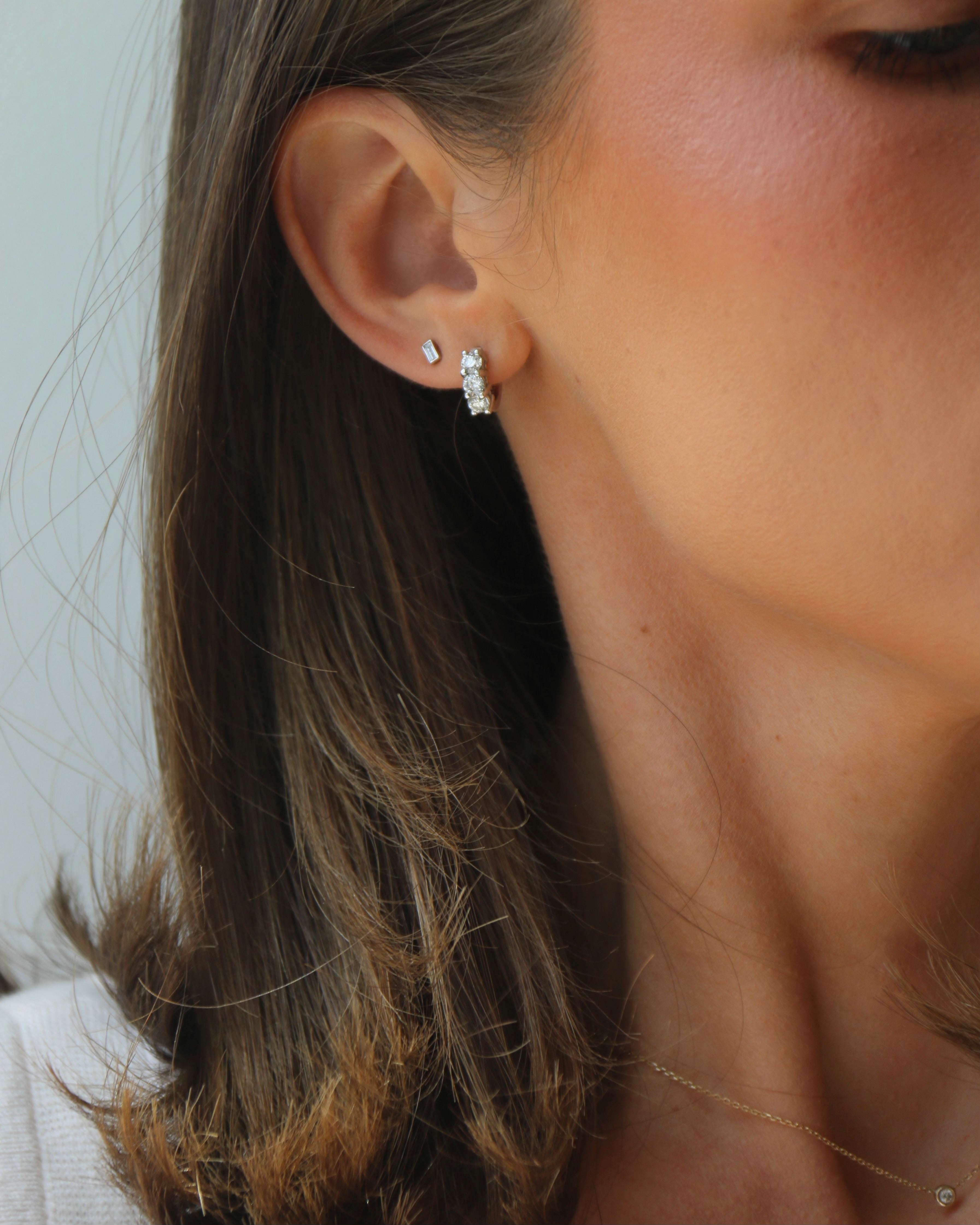 14k gold Six Stone Diamond Huggies - Always Coco Fine