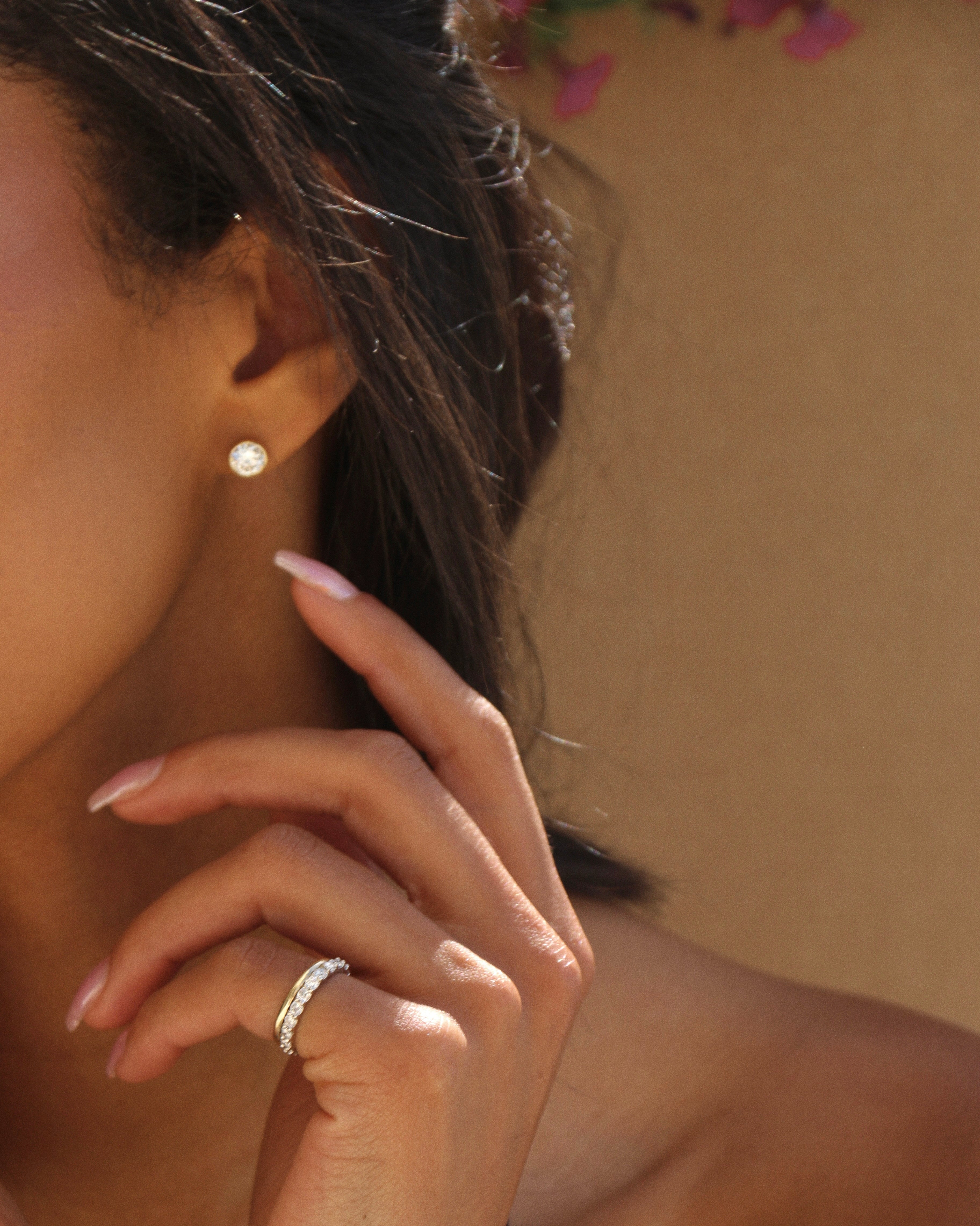 14k gold Bezel Set Diamond Studs - Always Coco Fine