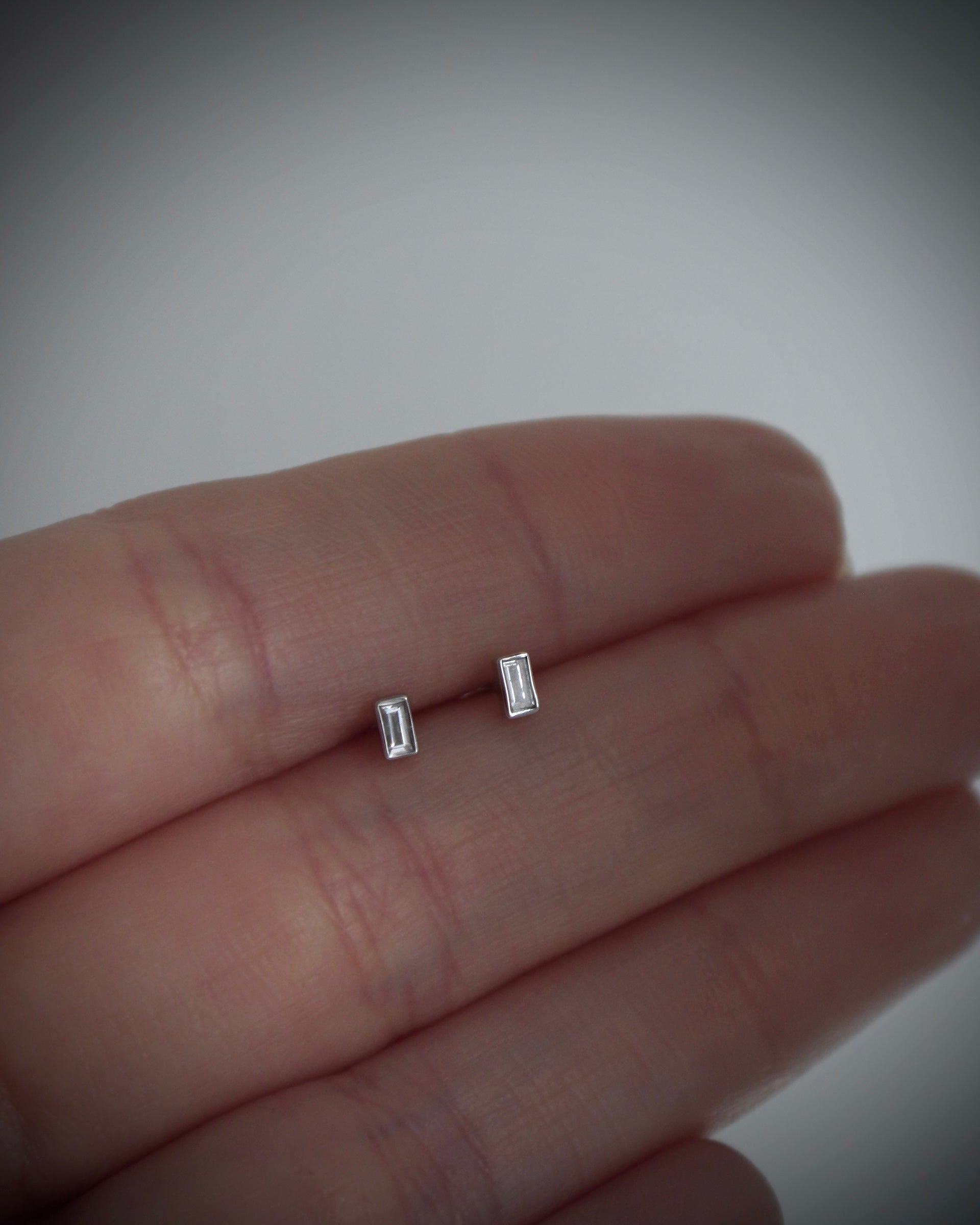 14k gold and Diamond Baguette Studs - Always Coco Fine