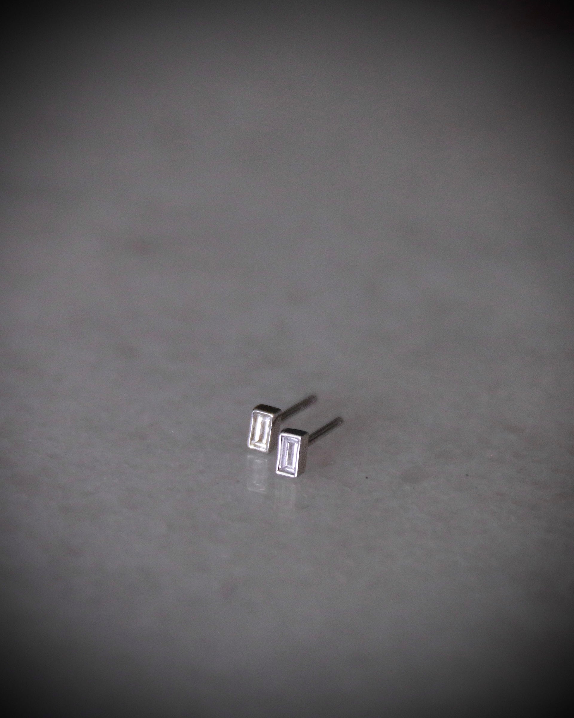 14k gold and Diamond Baguette Studs - Always Coco Fine