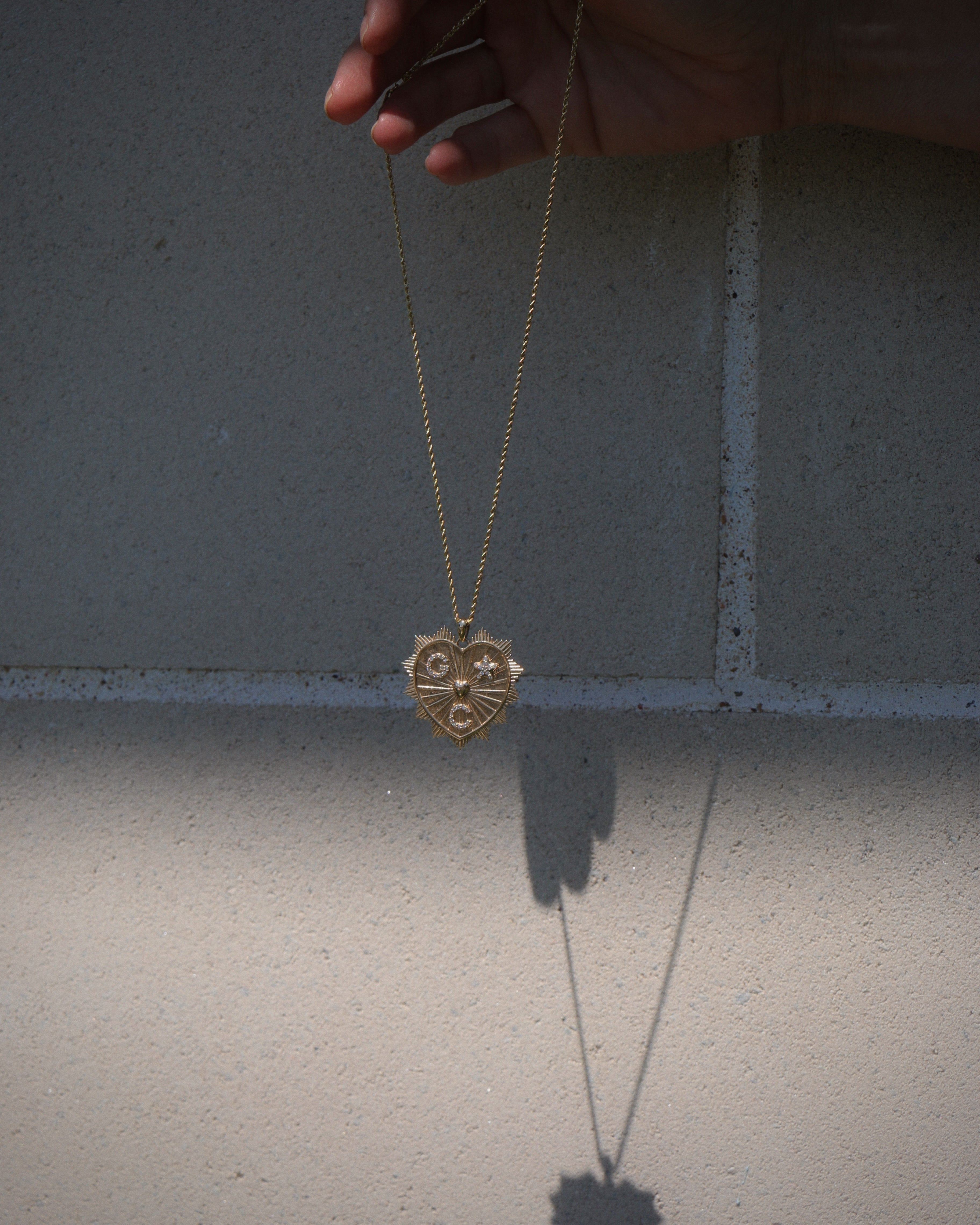 14k gold and diamonds Custom Sunburst Heart Pendant - Always Coco Fine