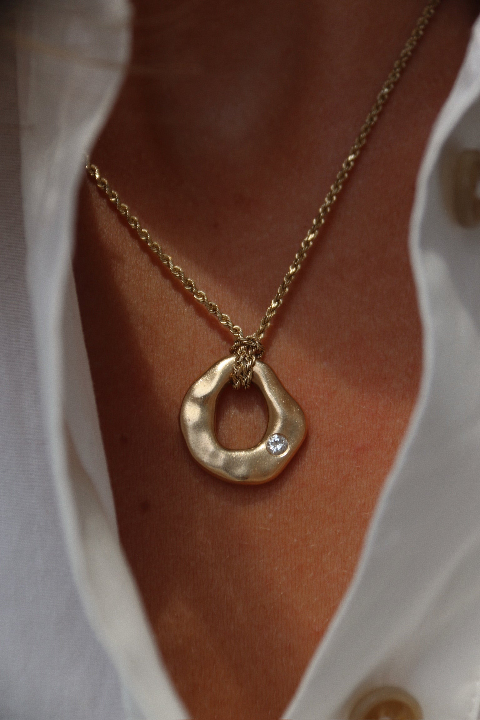 Custom 14k Gold and diamond Organic Pendant - Always Coco