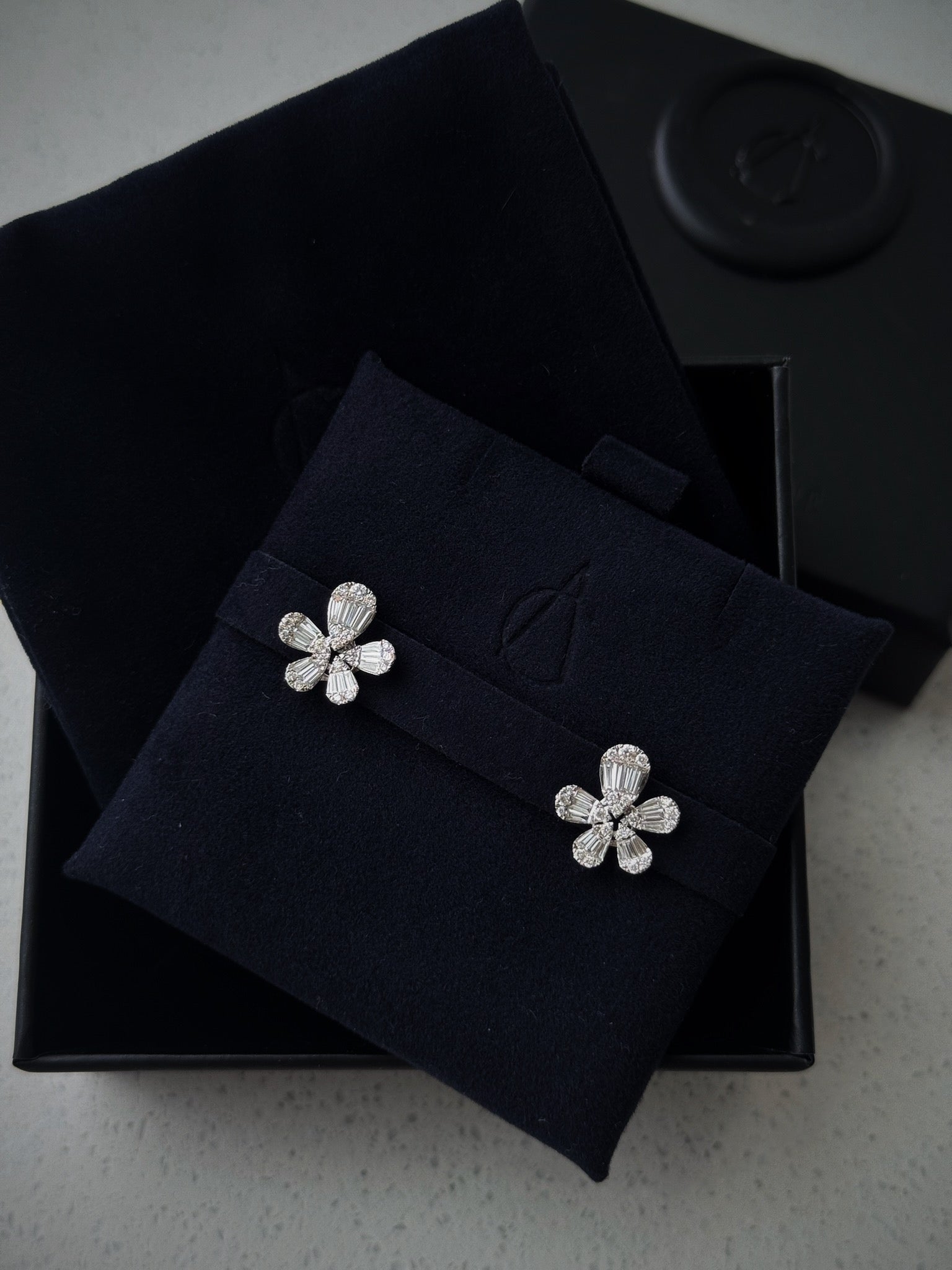 14k gold Diamond Floral Earrings - Always Coco Fine