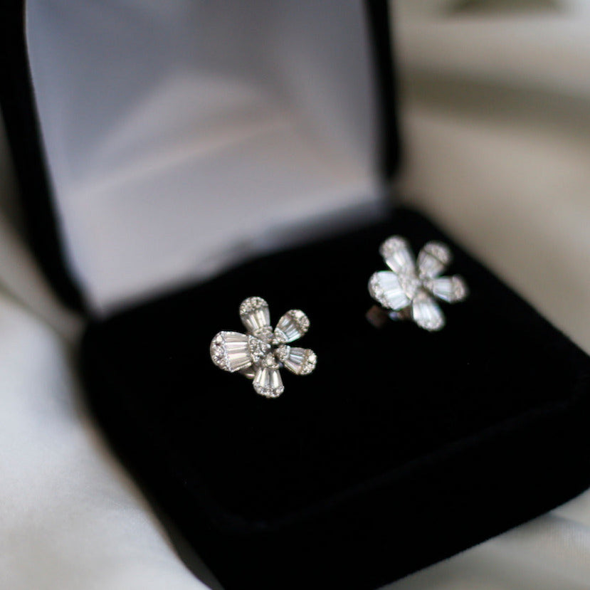14k gold Diamond Floral Earrings - Always Coco Fine