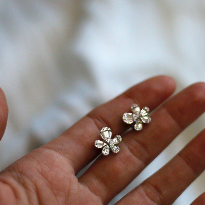 14k gold Diamond Floral Earrings - Always Coco Fine