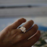 14k gold Custom Three Stone Diamond Emerald Ring - Always Coco Fine