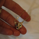 14k gold custom panther pendant diamonds and gemstones - Always Coco Fine