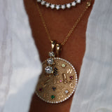 Graduated three diamond drop pendant in 14k gold, view 3