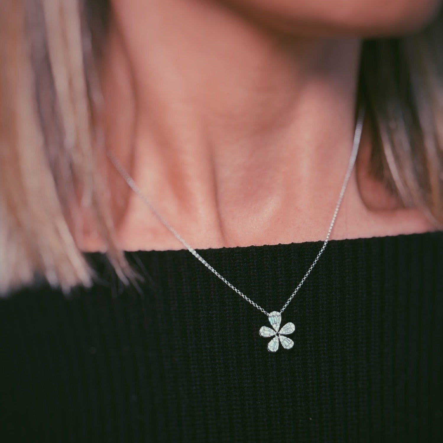 diamond floral necklace