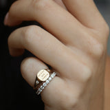 14k gold signet ring accent diamonds - Always Coco Fine