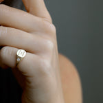 14k gold signet ring accent diamonds - Always Coco Fine