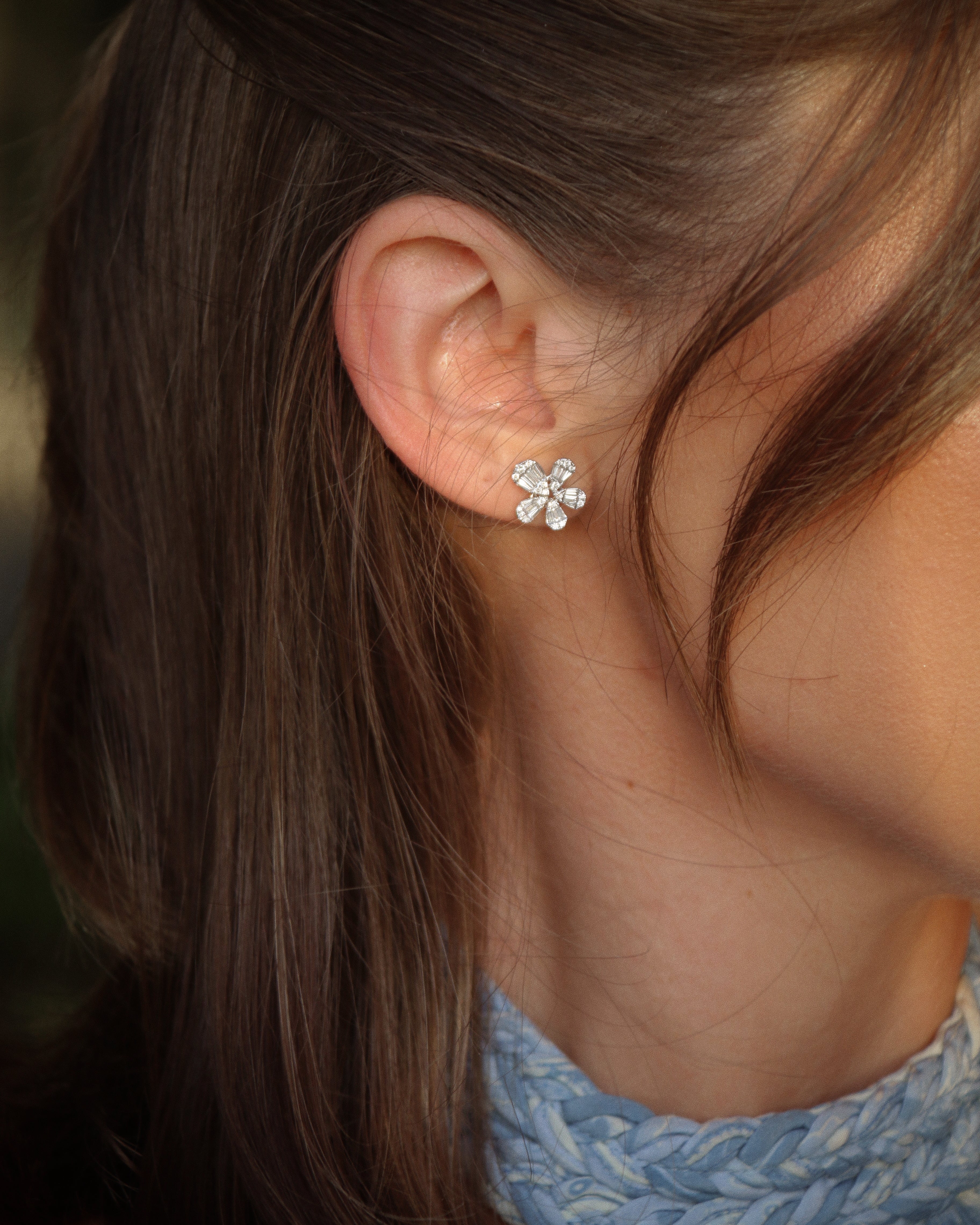 14k gold Diamond Floral Earrings - Always Coco Fine