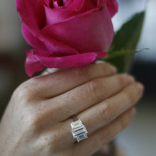 Three Stone Diamond Emerald Ring 