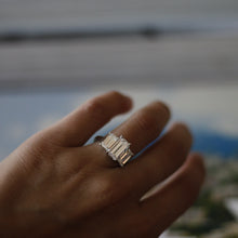 Three Stone Diamond Emerald Ring