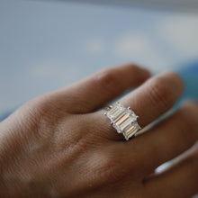 Three Stone Diamond Emerald Ring 